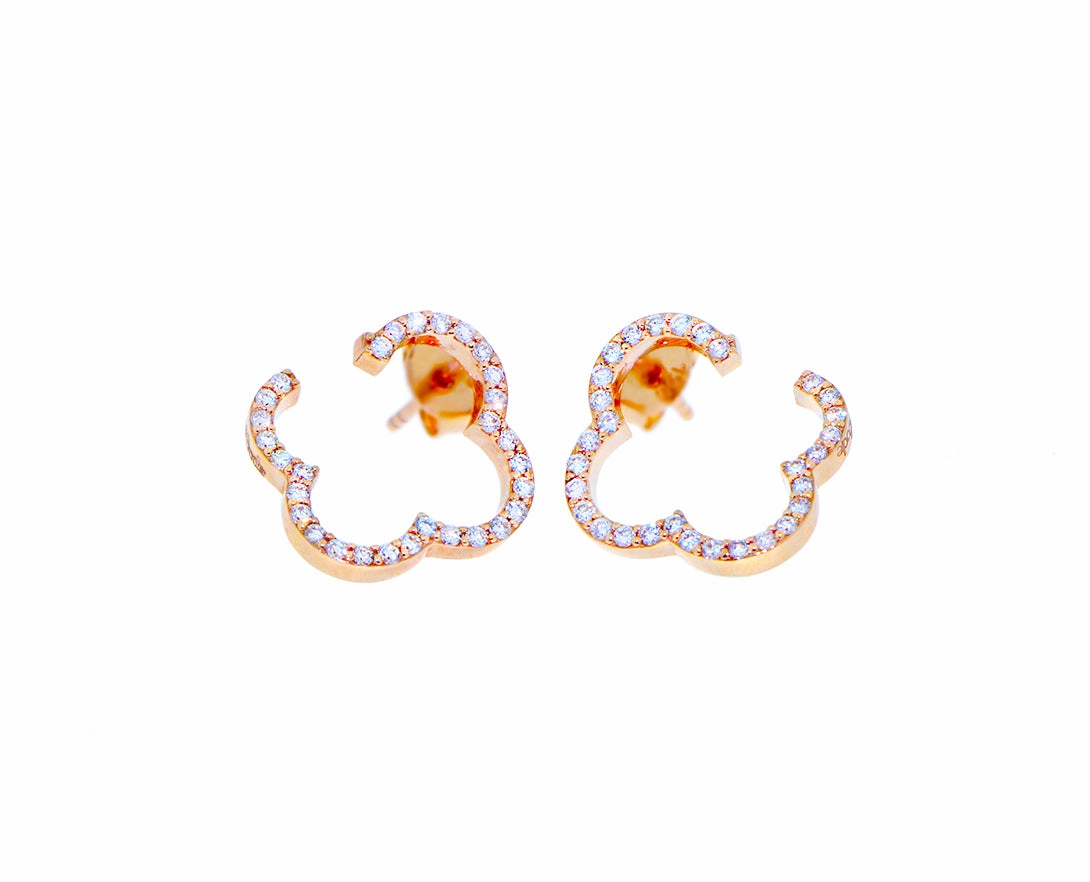 Rose gold clover earrings with diamonds hand-chain-bracelet  