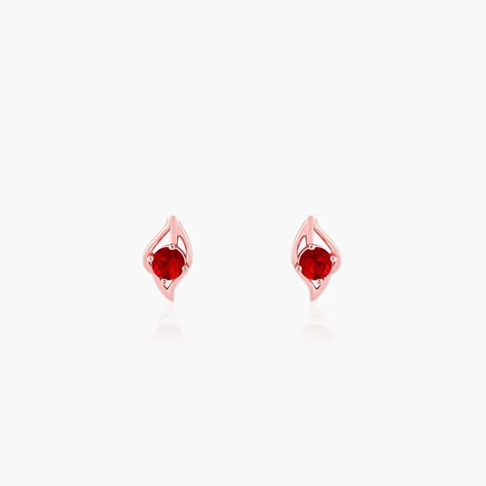 Rose Gold Falling Dew in Red Earrings