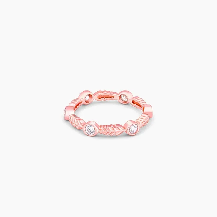 Rose Gold Leafy Zirconia Ring