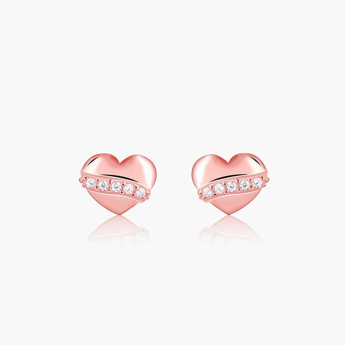 Rose Gold Locket Love Stud Earrings