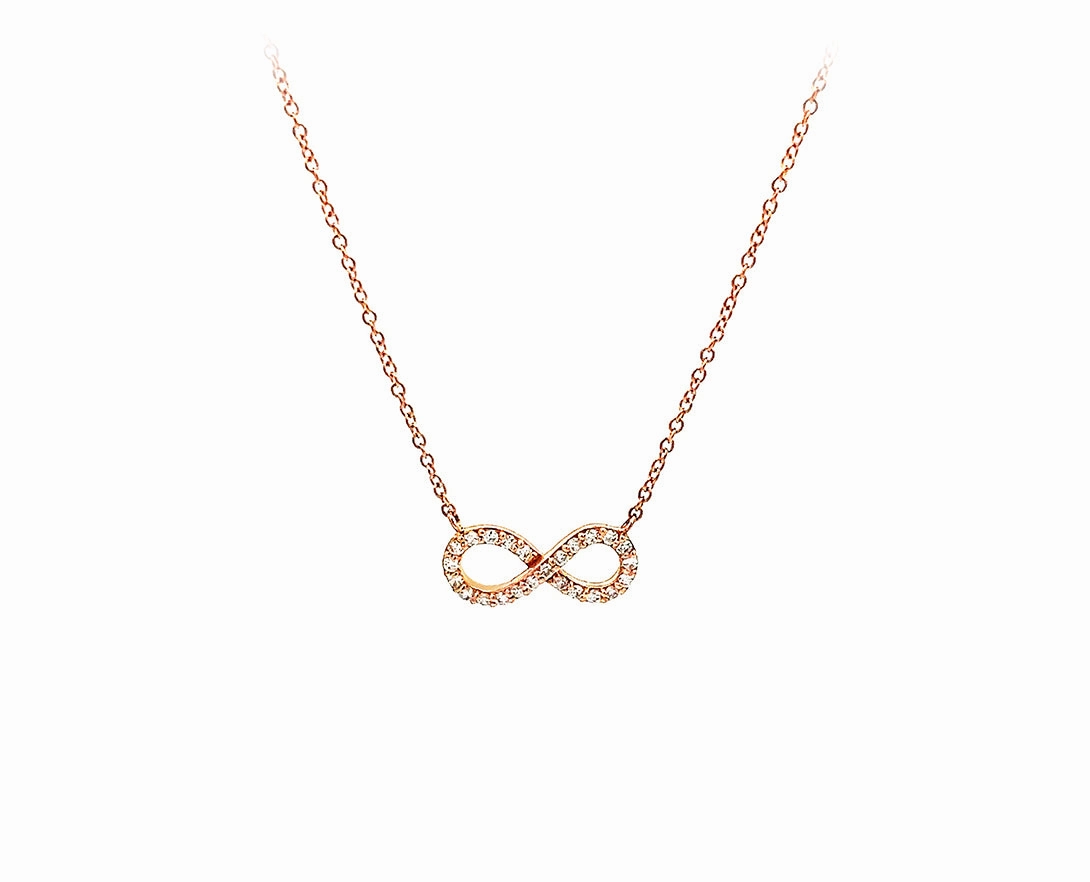 Rose gold necklace with a diamond infinity charm hand-chain-bracelet  