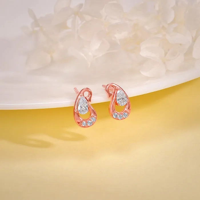 Rose Gold Paisley Love Earrings