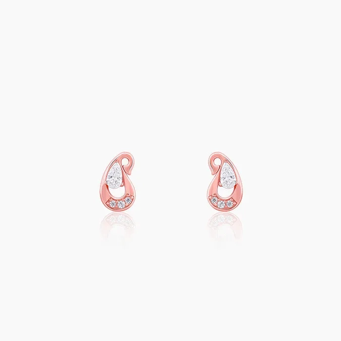 Rose Gold Paisley Love Earrings