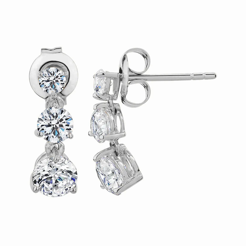 Round Brilliant drop earrings with 1.64 carats* of diamond simulants in 10 carat white gold