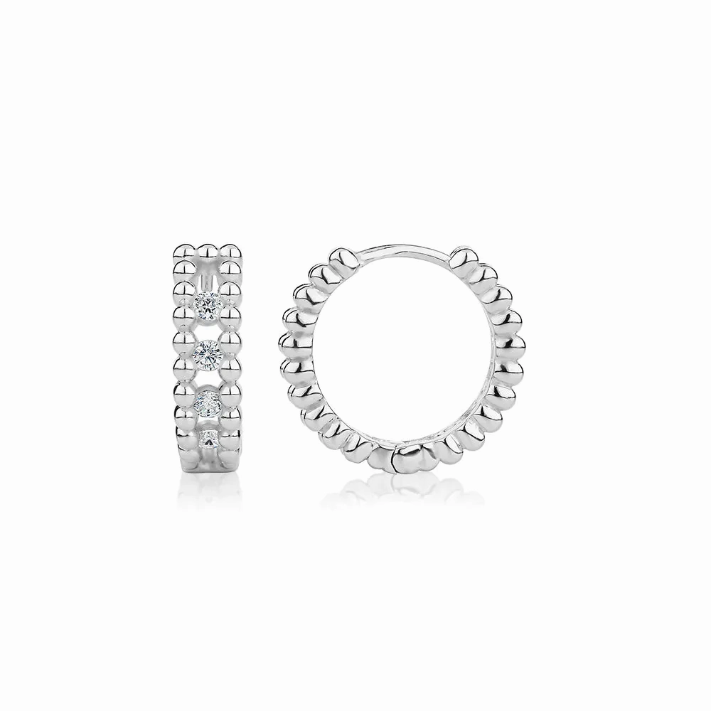 Round Brilliant hoop earrings with 0.48 carats* of diamond simulants in sterling silver
