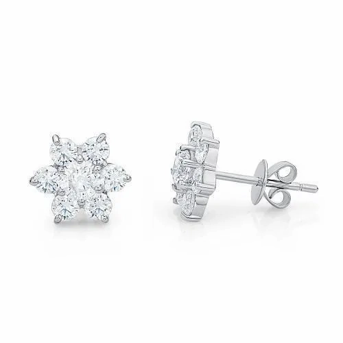 Round Brilliant stud earrings with 1.46 carats* of diamond simulants in 10 carat white gold