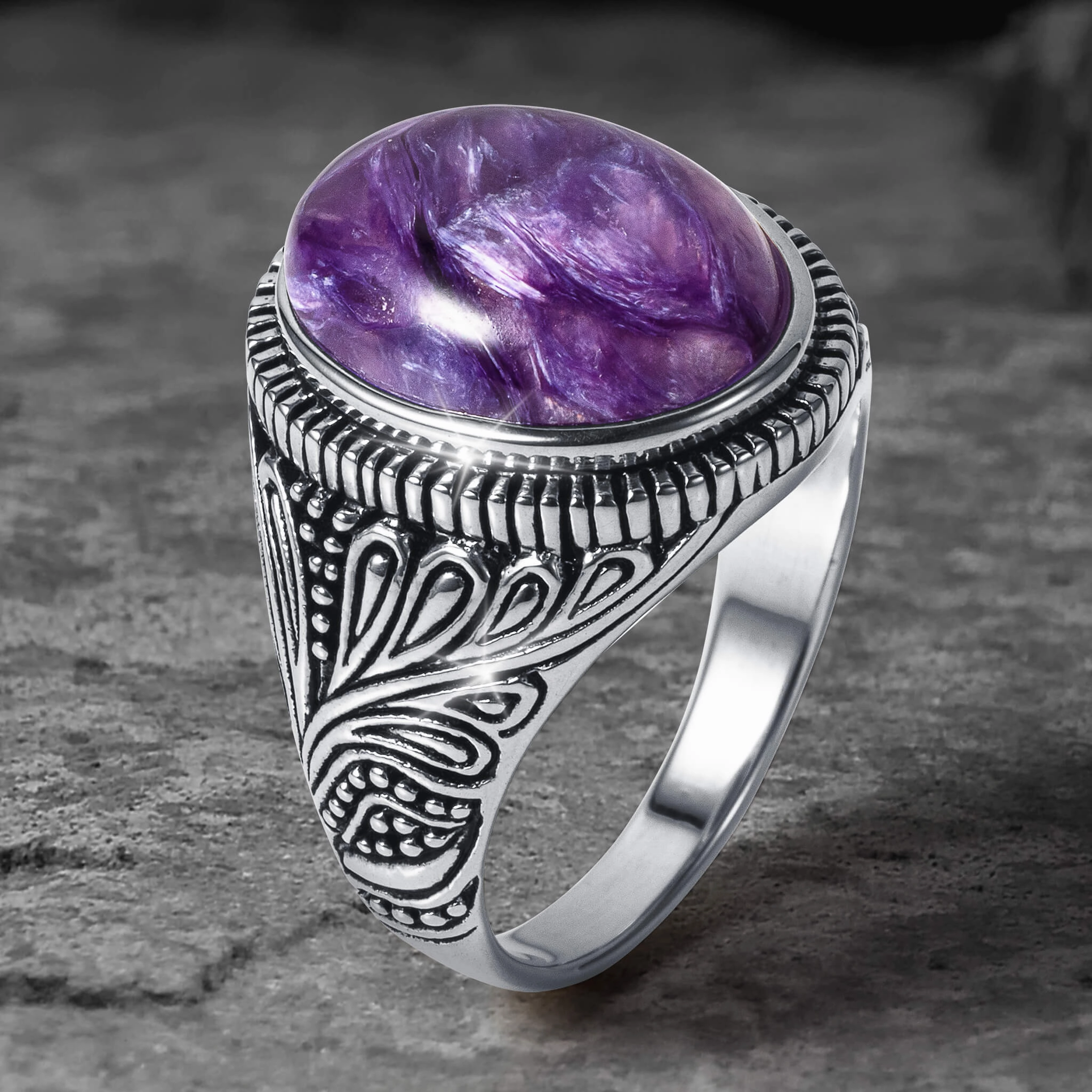 Royal Charoite Mens Ring