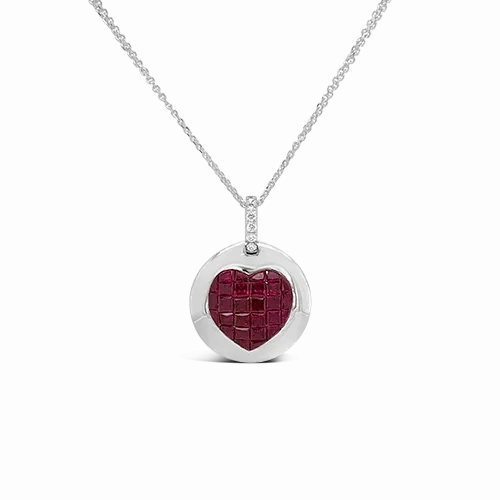 Ruby Heart Pendant with Diamond Accent
