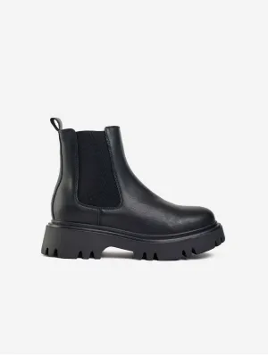 Russ Damen Vegan-Leder Chelsea Boots | Schwarz