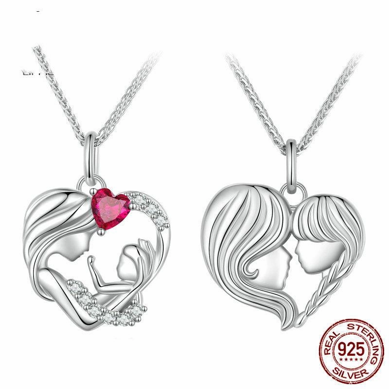 S925 Mother And Daughter Heart  Affection Light Luxury Necklace
