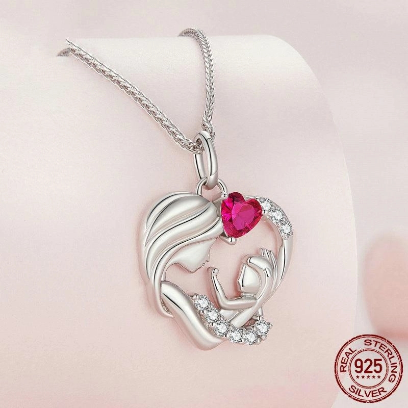 S925 Mother And Daughter Heart  Affection Light Luxury Necklace