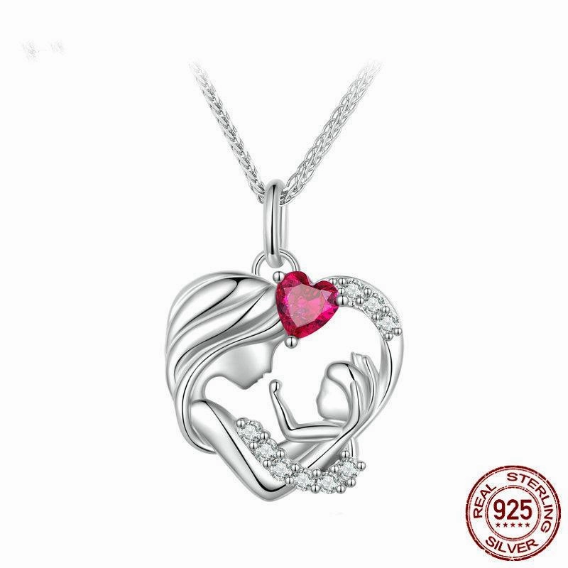 S925 Mother And Daughter Heart  Affection Light Luxury Necklace