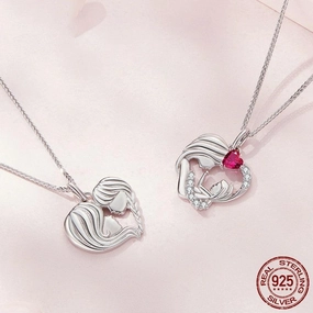 S925 Mother And Daughter Heart  Affection Light Luxury Necklace 