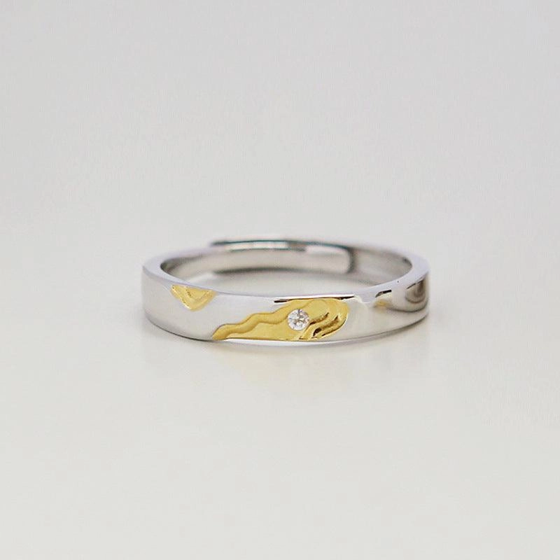 S925 Quicksand Couple Ring A Pair Of Sterling Silver