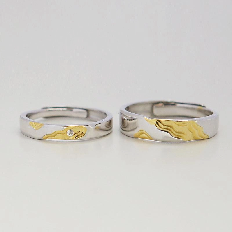 S925 Quicksand Couple Ring A Pair Of Sterling Silver