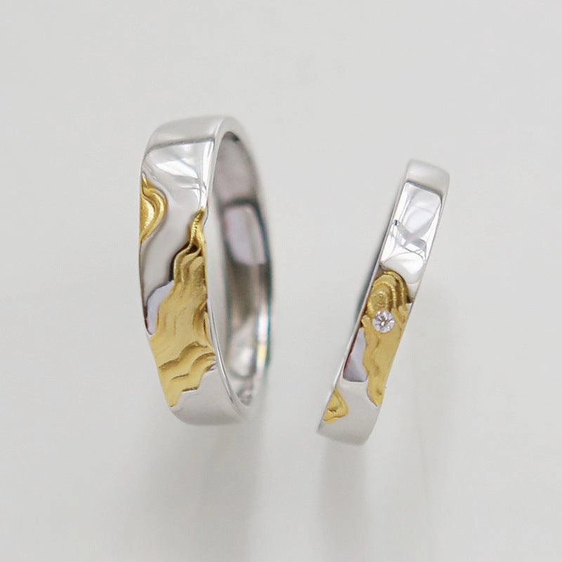 S925 Quicksand Couple Ring A Pair Of Sterling Silver