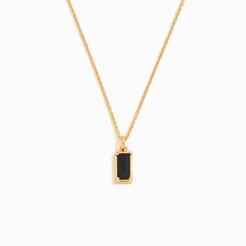 S925 Silver 18K Gold Plating Simple Fashion Exquisite High-grade Black Zircon Necklace