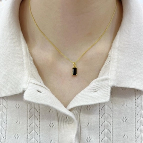 S925 Silver 18K Gold Plating Simple Fashion Exquisite High-grade Black Zircon Necklace 