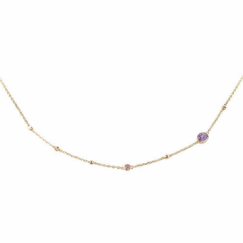 S925 Silver Amethyst Powder Tourmaline Necklace Simple Style