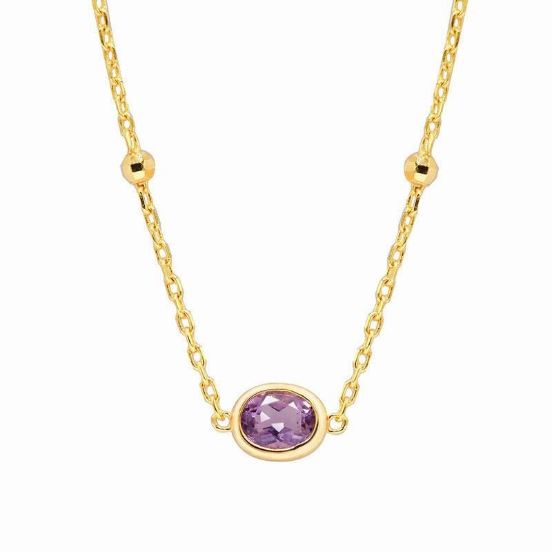 S925 Silver Amethyst Powder Tourmaline Necklace Simple Style
