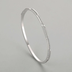 S925 Silver Bracelet Women's Double Layer Line Inlaid With Diamond Opening Collapsible Strap 