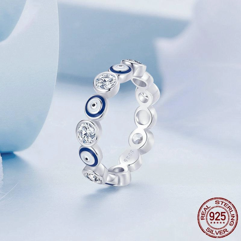 S925 Silver Devil's Eye Ring Plating