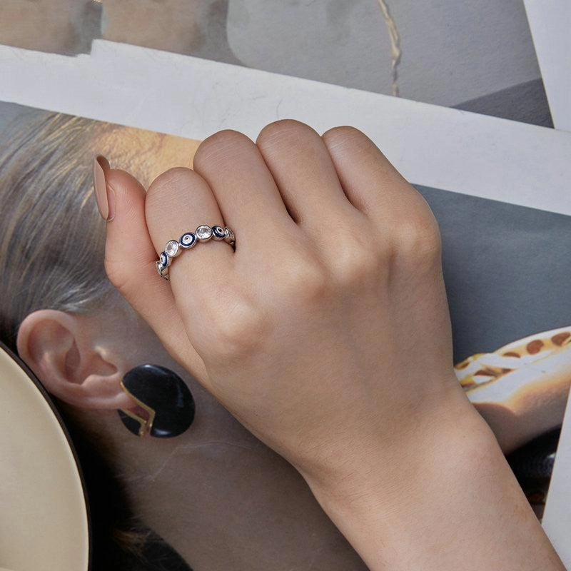 S925 Silver Devil's Eye Ring Plating 