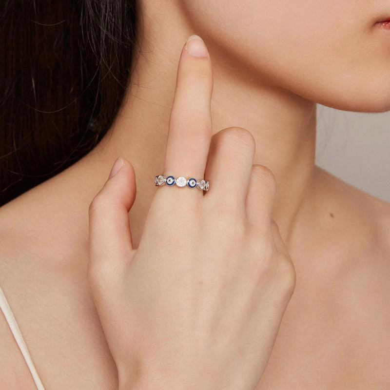 S925 Silver Devil's Eye Ring Plating