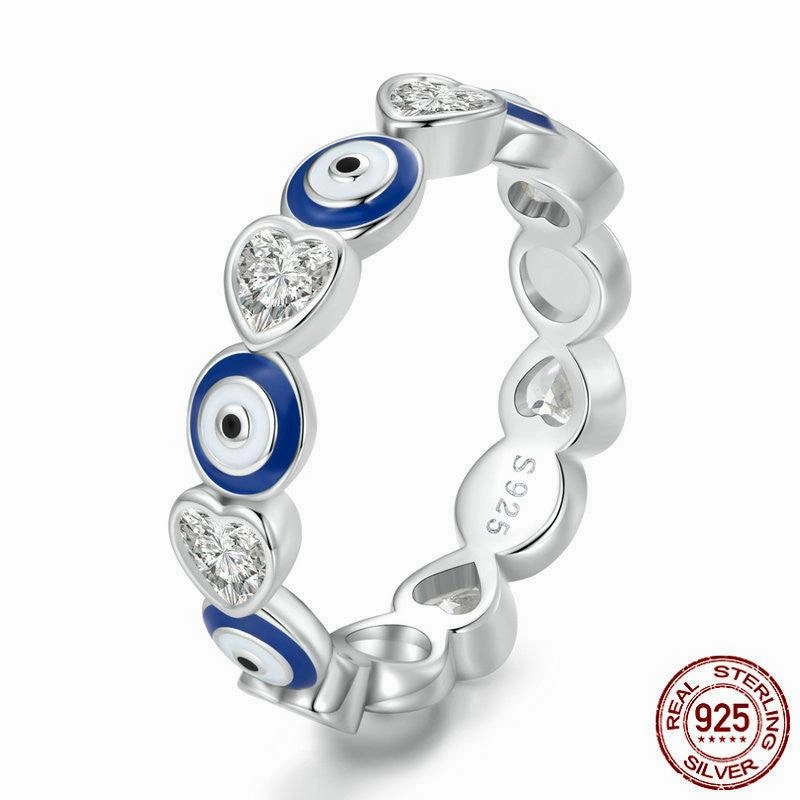 S925 Silver Devil's Eye Ring Plating