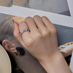 S925 Silver Devil's Eye Ring Plating 