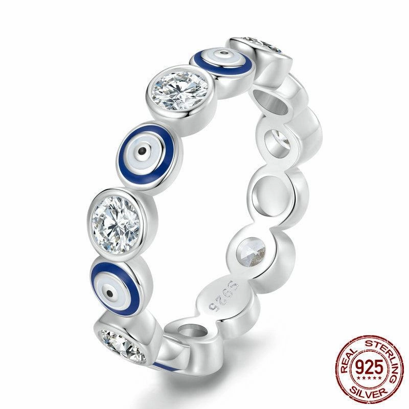 S925 Silver Devil's Eye Ring Plating