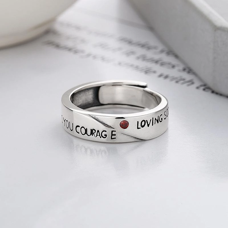 S925 Silver Fashion Simple Style English Letters Artistic Temperament Ring 