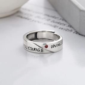 S925 Silver Fashion Simple Style English Letters Artistic Temperament Ring 