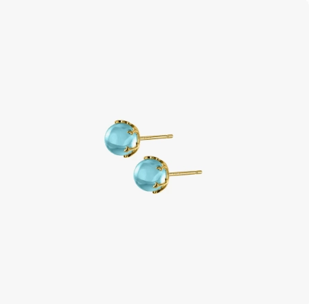 S925 Silver Fresh Blue Geometric Round Ball Stud Earrings For Women