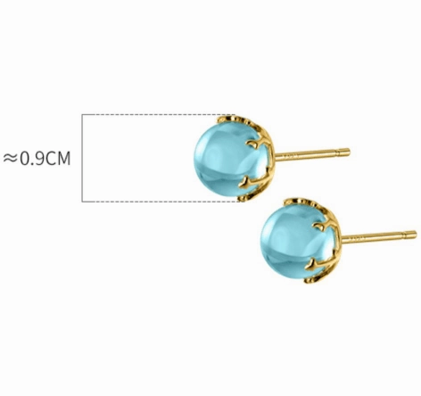 S925 Silver Fresh Blue Geometric Round Ball Stud Earrings For Women