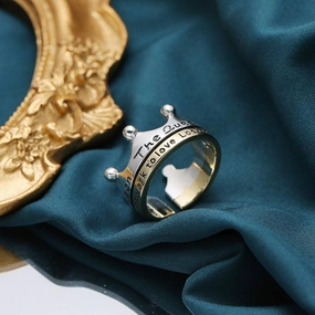 S925 Silver Gold Crown Ring Simple INS Style Simple 