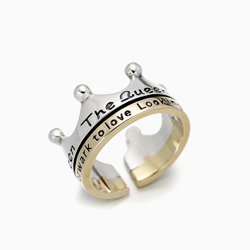S925 Silver Gold Crown Ring Simple INS Style Simple