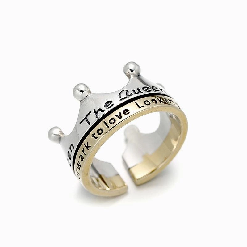 S925 Silver Gold Crown Ring Simple INS Style Simple