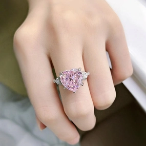 S925 Silver Heart Diamond Women's Ring 