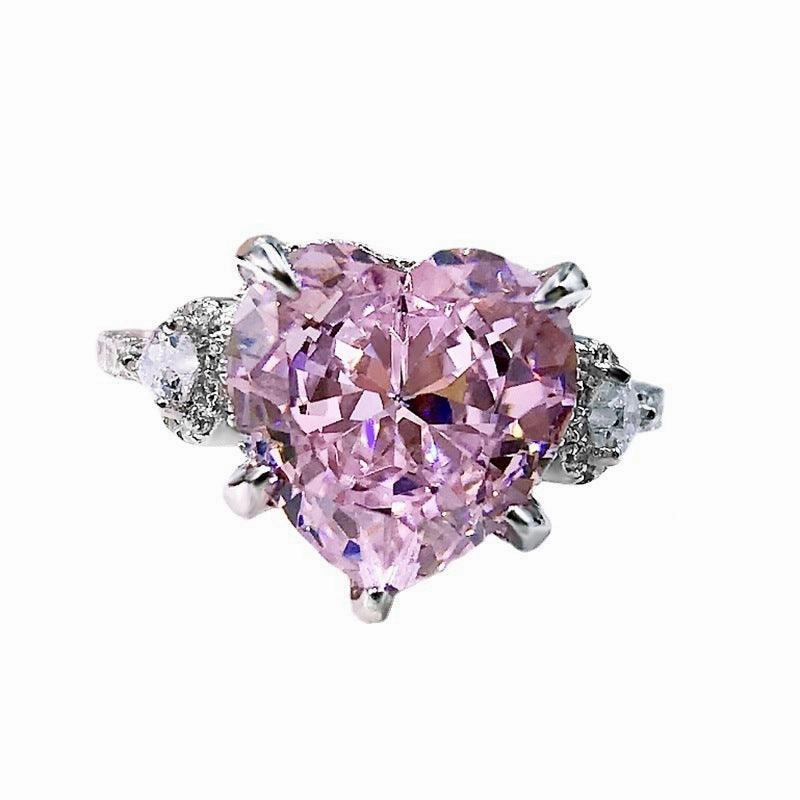 S925 Silver Heart Diamond Women's Ring