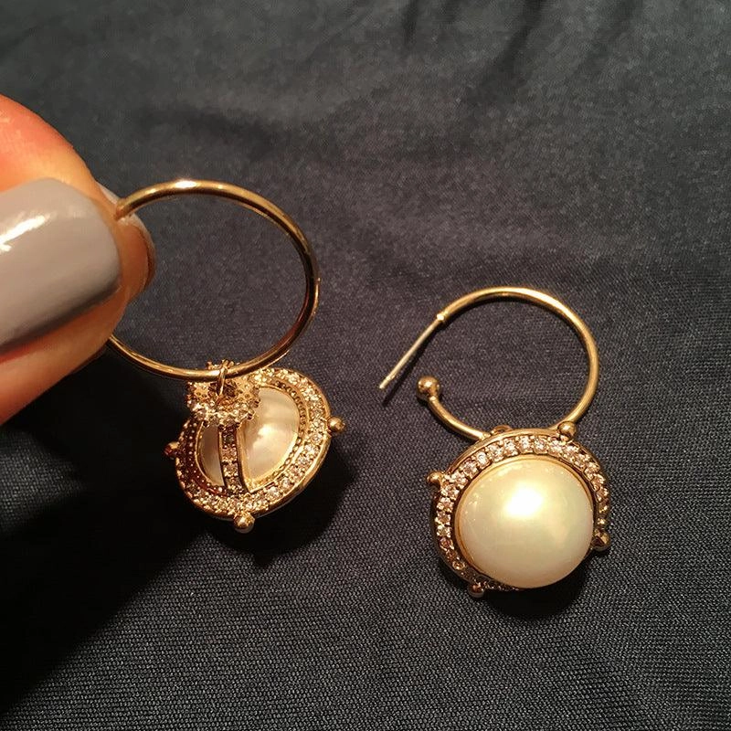 S925 Silver Pin Women's Planet Pearl Earrings