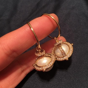 S925 Silver Pin Women's Planet Pearl Earrings 