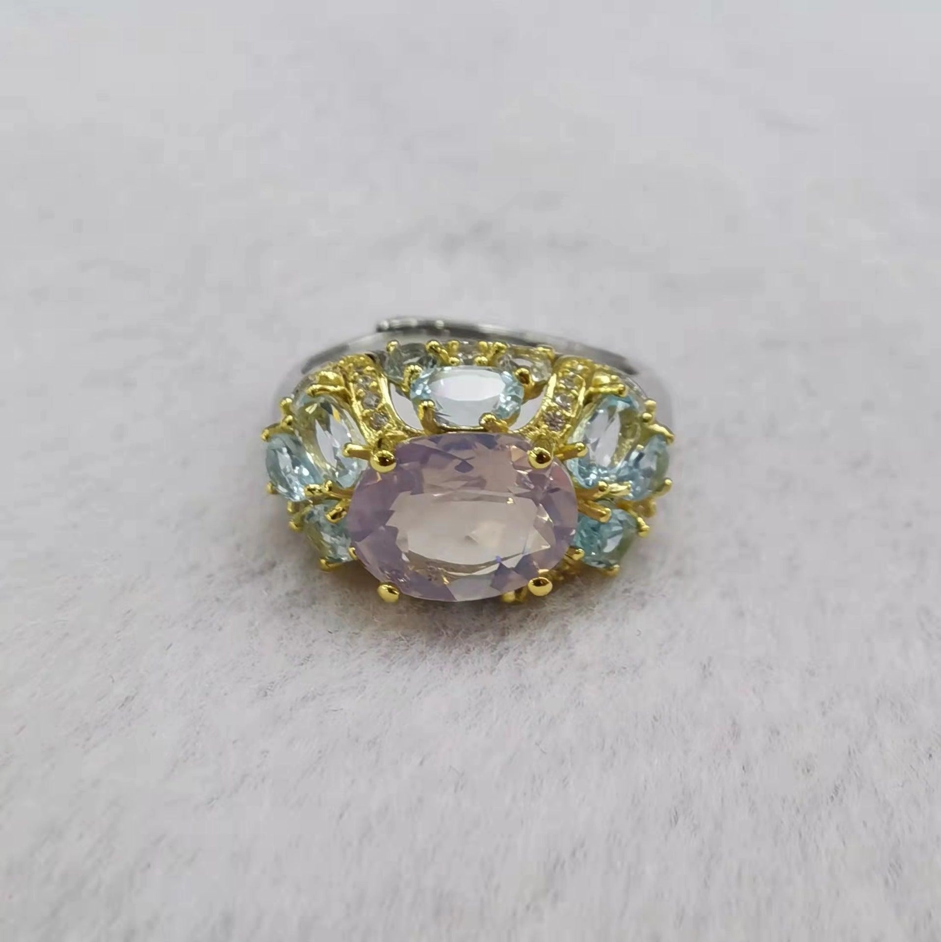 S925 Silver Plating Two-tone Inlaid Lavender Ring