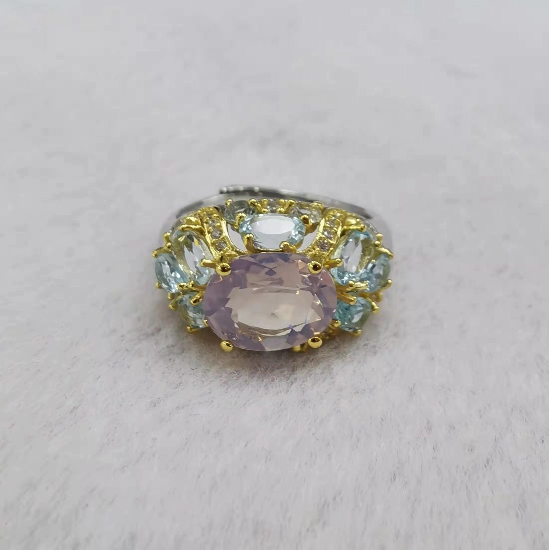 S925 Silver Plating Two-tone Inlaid Lavender Ring