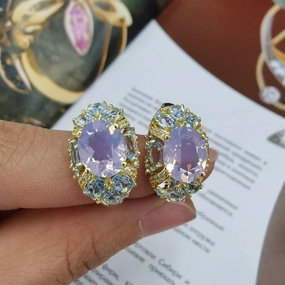 S925 Silver Plating Two-tone Inlaid Lavender Ring 