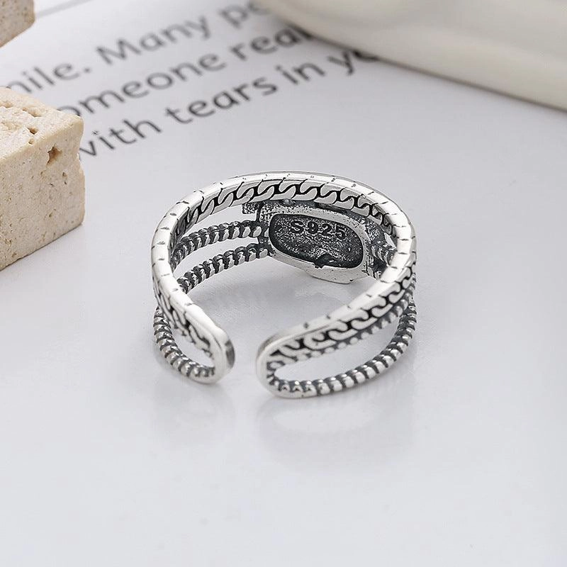 S925 Silver Retro Distressed Copper Coin Lucky Elephant Creative Design Minority Style Ring