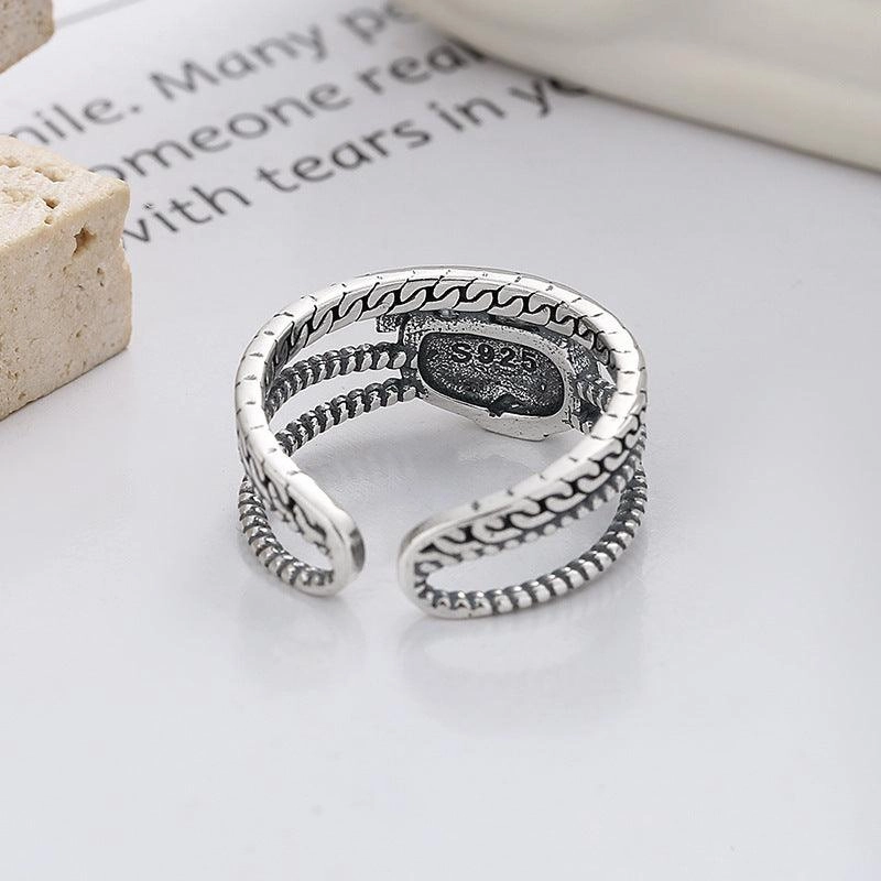 S925 Silver Retro Distressed Copper Coin Lucky Elephant Creative Design Minority Style Ring