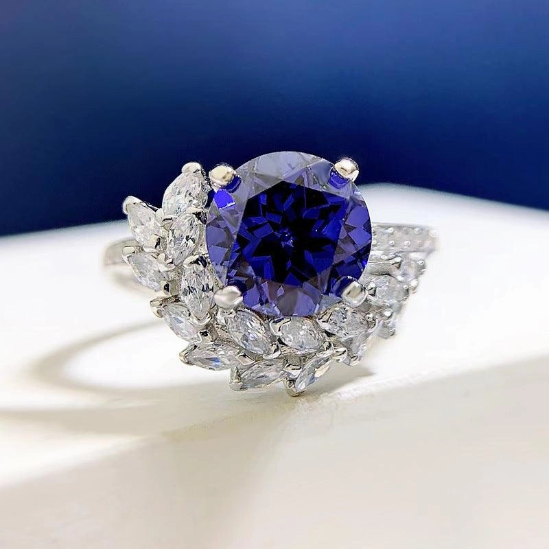 S925 Silver Round Rhinestone Ring