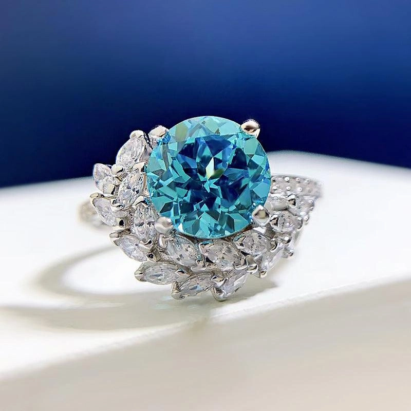 S925 Silver Round Rhinestone Ring 