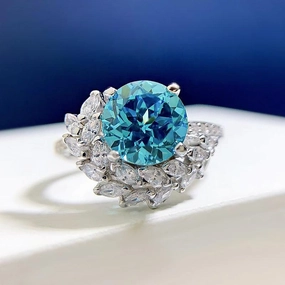 S925 Silver Round Rhinestone Ring 